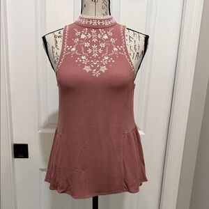 Rue21 Dusty Rose Embroidered Halter Top